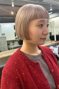🎀minimo限定🎀前髪カット+ケアブリーチ+イルミナカラー+2stepトリートメント【ダブルカラー/ボブ】