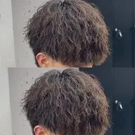 カット+縦落ちパーマ+ブラウンカラー+内部補修トリートメント