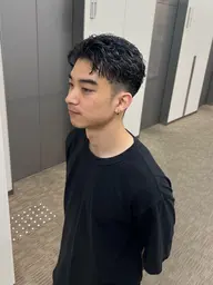 メンズカット+デザインパーマ+ハイライトブリーチカラー