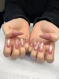 チップで長さ出し、マグネット🧲、ケア込み、オフなし、ロング長さ+1000円