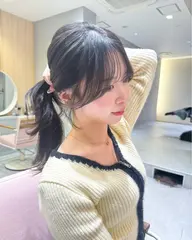 🔴🔵 【平日予約限定】韓国風顔周りカット(前髪カット)+極つやカラー