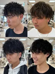 【📣ただいま大流行📣】メンズ カット+シャドウパーマ+眉カット+プチトリートメント