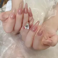 【ジェルオフ無料】🎀美爪ワンカラー/ラメグラ+パーツ2個（厚み出し込み）¥4300