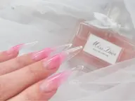 チップ長さだし×チークデザイン(ベースクリア)【オフ込み】※自爪は短くカットし、チップ長さ出し10本