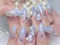 🩵🩵チップ長さ出し+持ち込みデザイン(🔆デザイン、パーツ10本ok)