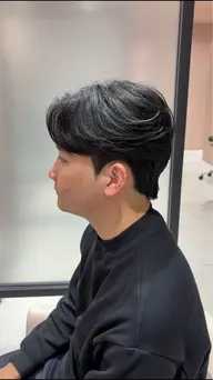 メンズカット+ダウンパーマ+曲がる縮毛矯正
