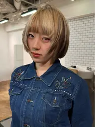 【sota】◽️カット+ブリーチダブルカラー+うる艶2stepトリートメント#顔まわりカット#ボブカット#ブロンド