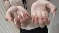 【再来オフ込】美フォルム形成✨️長さ出し+ ワンカラーorベースなしグラデーション+パーツ10個まで ハンドケア付き