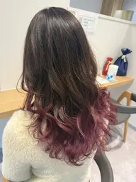 暗髪でも映える🎀裾カラー/+全体カラー+選べるTR+毛先調整カット