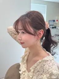 🔴🔵 【人気No.3】韓国風顔周りカット(前髪カット)+極つやカラー