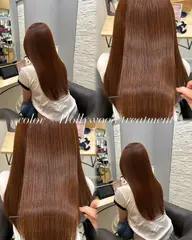 艶カラー+ハリウッドトリートメント🌟ダメージ毛を扱いやすくできます