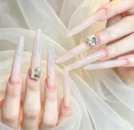 【Hand】 超長めチップ長さだし10本+持ち込みデザイン・パーツ付け放題