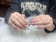 ［チップ長さだし］🎀ガラスフレンチ、フレンチネイル<シフトジェルオフ無料> (ベース色付き)（長さ出しオフ有料）