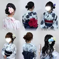 浴衣着付け＋ヘアセット　¥5500から(ヘア花系飾り無料)土日祝日＋1000円