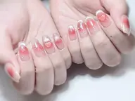 【ハンド】☆チークネイル+マグネットフレンチ☆🎁パーツ2個付き「ジェルオフ無料」