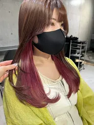 【インナーカラー×ケアブリーチ】縛って隠せる♪ カット+リペアTR+コテ巻き🎀🌈