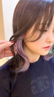透明感インナーカラー🎀 ケアブリーチ＋カラー2Stepトリートメント️🩵