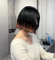 部分デザインカラー(ベースカラーなし)+カット+超音波トリートメント