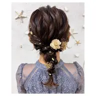ヘアアクセ付きヘアセット【パールピン、金箔、銀箔】からお選び頂けます✨店内にその他のヘアアクセも販売してます