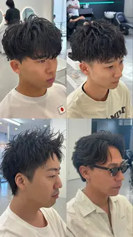 パーマ（ピンパーマ、ツイストスパイラルパーマ、スパイラルパーマ、シャドウパーマ、ニュアンスパーマ、フェザーパーマ）