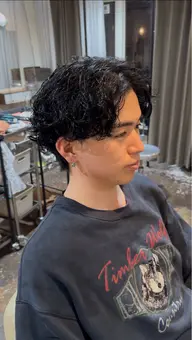 メンズカット+波巻きパーマ
