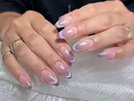 🌸【チップ長さ出し10本】 💕超人気水光マグネットフレンチ(高級パーツ2個付き)