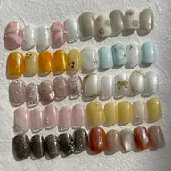 【オフあり】定額 淡色うるつやデザイン✨オフィスネイルにも♡デザイン10種/パラジェル(+550円)変更可◎