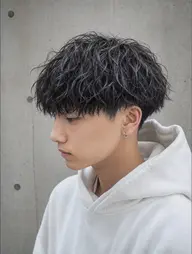 【立体感のあるラフな動き】メンズカット+波巻き/強めスパイラル