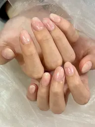 【オフ込み】じゅわっと桃ネイル🍑オフィスでもできるニュアンスネイル✨