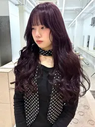 🦄ヘアカラーモデル🦄ラベンダーカラー+トリートメント/透明感/ブリーチなし/ツヤ感/赤紫/青紫/外国人風/暗髪
