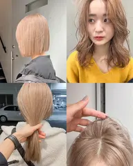 人気No3✔️ケアブリーチWカラー＋髪質改善トリートメント＋シャンプーブロー（地肌染みないダメージレスカラー🌿）
