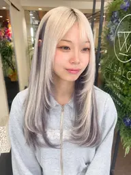 ダブルカラー ブリーチあり透明感艶ダブルカラー(暖色寒色系)