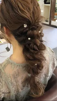 アレンジヘアセット☆結婚式お呼ばれなど 早朝別途料金→+1100円
