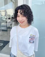 学生さんカット+特殊スパイラルパーマ