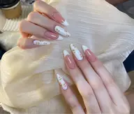 チップ長さだし10本+フレンチ+フラワーアート