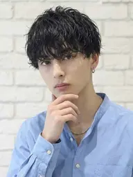 メンズカット+眉毛カット+ケアパーマ+補修トリートメント(スタイリング込み)