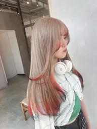 【ルーツカラーor毛先デザインカラー】🌈ケアブリーチ+カラー+2ステップトリートメント