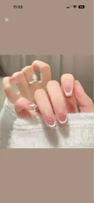 チーク+マグネット/ミラー/フラッシュのフレンチ ネイル