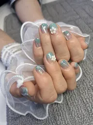 夏 グラデーションネイル (+マグネット+お好みパーツ2ケ)(オフ込み)
