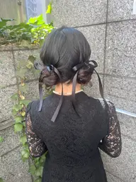 ⭐️細リボン付きお呼ばれヘアセット⭐️早朝料金無料🆓ブラックのみ長さ1m以内※当日キャンセル不可