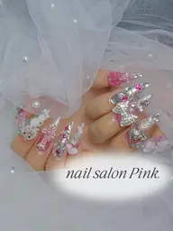 ⭐︎ロングチップ10本長さだし⭐︎+ワンカラー+パーツ載せ放題🤍🩷【ソフトオフ込み】