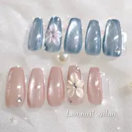 大流行中✨️フラワーネイル🌺マグネットワンカラー