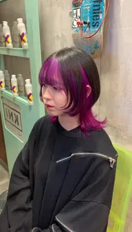 【可愛い前髪カラー😍】ベイビーバングインナーカラー+カット【前髪インナーケアブリーチ込み】