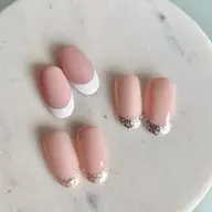 ピンクベージュ+フレンチnail✨