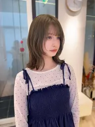 【人気No.1】お顔周りレイヤー+質感再生カラー(トリートメントでうるツヤ髪へ☆)