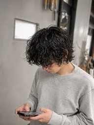 メンズカット+波巻きパーマ