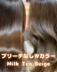 🧡透明感カラー🧡ブリーチなしWカラー+カット+トリートメント💓🫧🎀ミルクティー/グレージュ/寒色/暖色🎀🫧