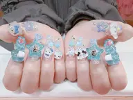 【チップ長さ出し付き】人気no1🌟キャラクター3Dパーツ*ゴテゴテ乗せ放題(🐻❤️🐰などパーツ沢山)¥12800