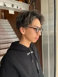 メンズ限定🚹最安値🎊【眉カット付き】カット+カラー+メッシュキャップ/ハイライト/メッシュ/ブリーチ