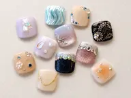フットジェル👣親指アート+ワンカラー💅